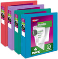 Avery Durable View 3 Ring Binders, 2 Inch Slant Rings, 530-Sheet Capacity, Assorted Bright Colors, 4-Pack (05635) – for School, Office, Teachers, Classrooms & Home Organization