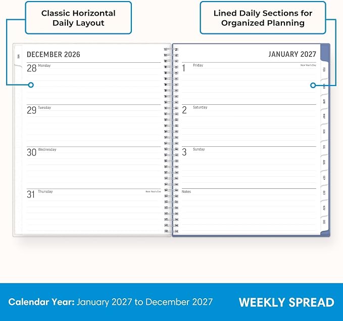 Blue Sky 2027 Weekly Monthly Planner Calendar 8.5"x11" Large Print Lindley