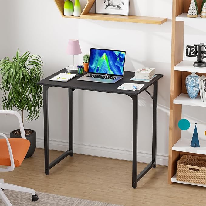 PayLessHere | 32 Inch Computer Desk | Black | Sturdy Office Desk | Metal Frame, Adjustable Feet | Water-Resistant, Scratchproof Surface | Writing Table for Home Office or Study | Pack of 1