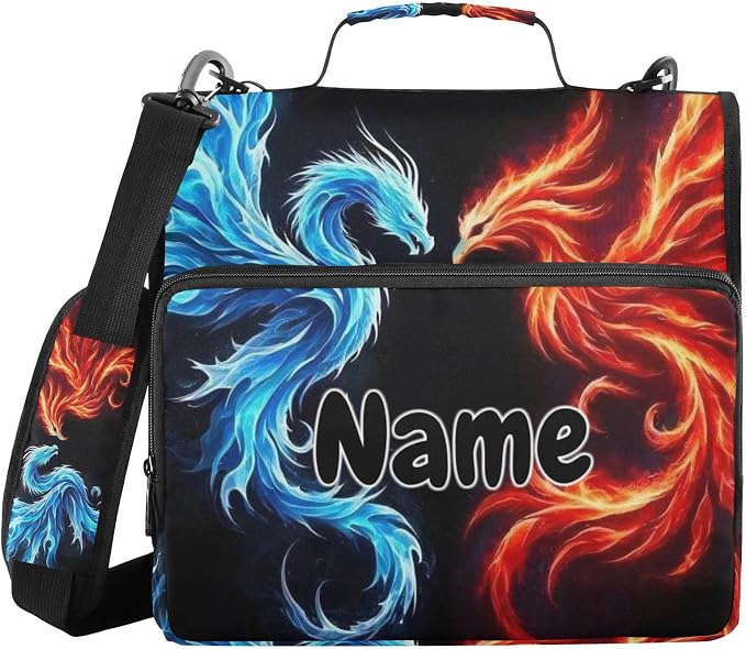 Custom Dragon Phoenix 3 Ring Binder Bag 1.5 inch Personalized Name Binder Organizer 500 Sheet Documents Storage for School Office