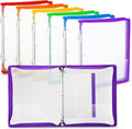 Fulmoon 6 Pack 1 Inch Zipper Binder, 3 Ring Binder with 2 Interior Pockets, Plastic Pencil Pouch, Expanding File Zippered Holds 8.5''x11'' for Projects, Assignments, Memos, School Work (Clear)