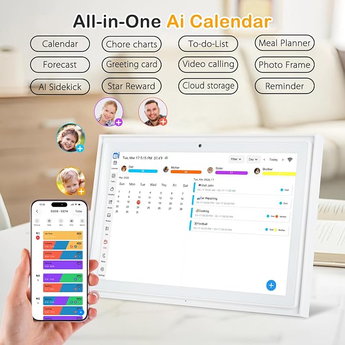 10.1" Digital Calendar No Monthly Fee Small Kitchen Planner