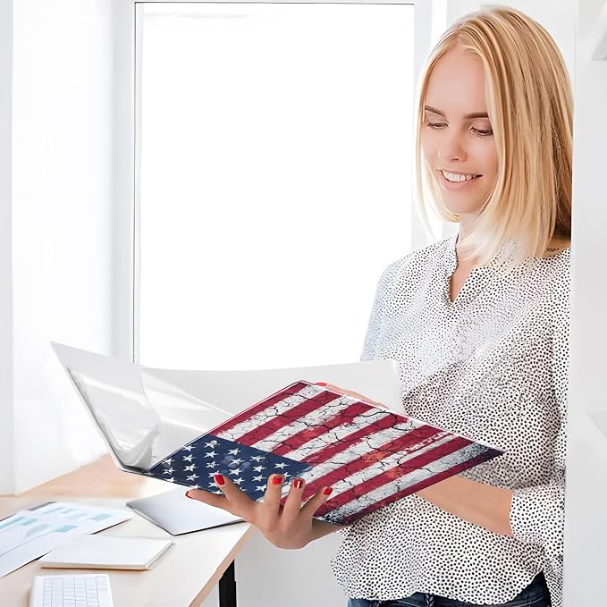 3 Ring Binder Retro American Flag 1.5" Round Ring Binders View Binder with 200 Sheet for Kids School Supplies Women Men Office, 1 Pack