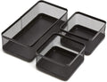 1InTheOffice Desk Baskets and Organizers Tray, Black Mesh Tray, Black Wire Mesh, 3-Compartment Stackable