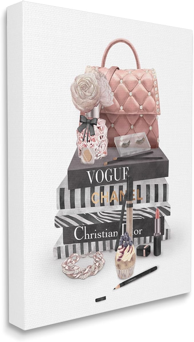 Fashion Bookstack Glam, 30 x 40 Inch Canvas Wall Art | Stupell Industries · By Ziwei Li · Ready to hang · Chic decor for living room · bedroom · or office · Made in USA