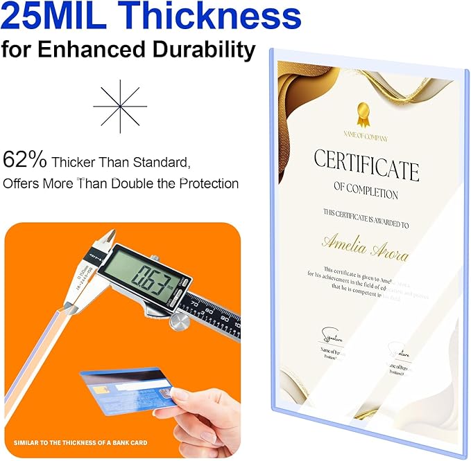 20ct 8.5"x11" Document Toploader - 25Mil Heavy Duty Print Protector Holder | 25Mil Rigid Sleeves Protect Documents, Photos and Prints from Scratches and Bends, Clear Design for Display and Storage