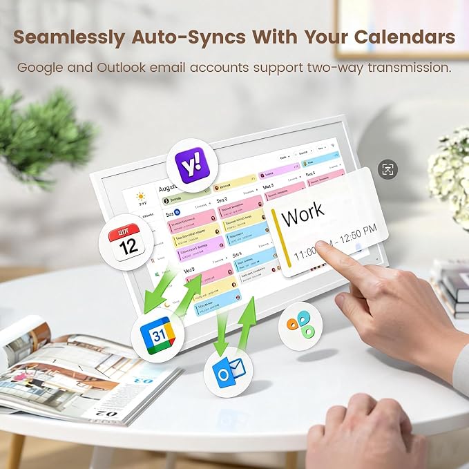 15.6-inch Digital Calendar, Electronic Calendar & Chore Chart, Sync Google iCloud Outlook, 2K Smart Touchscreen Display for Family Schedules, Wall/Desk Mountable, Great for Organizing for Group