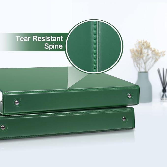 Trail Maker 1 inch Binders (50 Pack), 3 Ring Hardcover Binders in Bulk with Clear View Cover, Pockets for Classroom, Office, Portfolios | Bulk School, Teacher, Office Supplies (Green Only Pack)