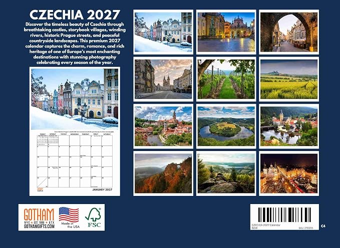 Czech Republic Calendar 2027 Czechia Monthly Wall Calender