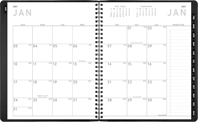 AT-A-GLANCE 2027 Planner, Monthly, 7" x 8.75", Contemporary, Black (70120X0527)