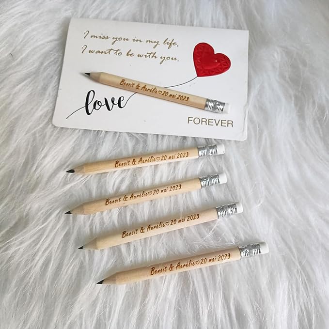 Personalized Name Pencils,Bridal Shower Pencils for Games, mini Pencils with Eraser, Personalized Golf Pencils, Half Pencils with Eraser, Wedding Favors for Guests Bulk (50 PCS)