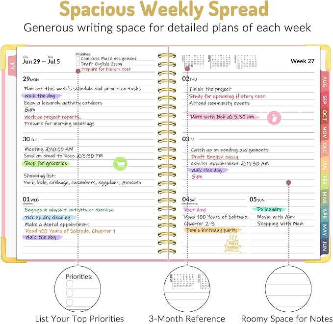 Forvencer Academic Planner 2026-2027, Calendar Jul 2026-Jun 2027, 6" x 8"