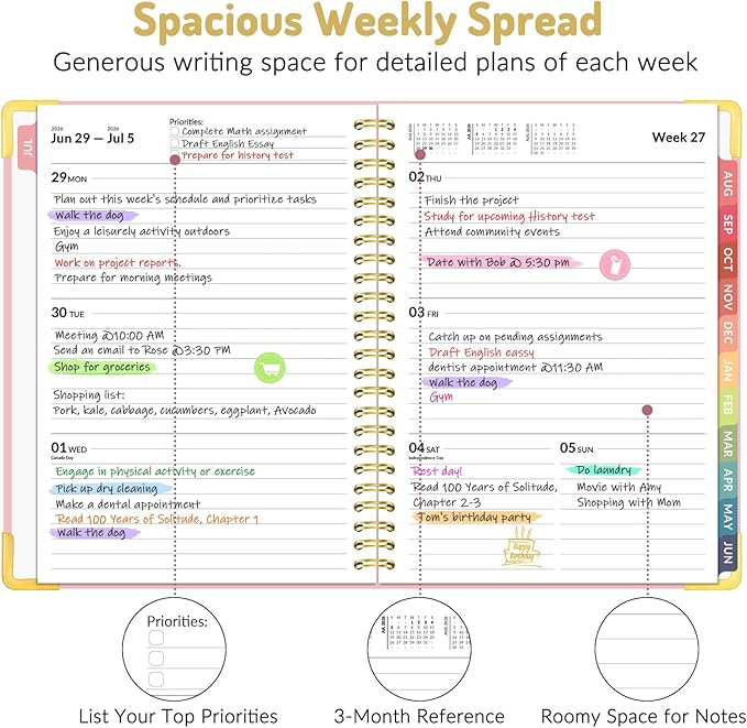 Forvencer Academic Planner 2026-2027, Calendar Jul 2026-Jun 2027, 6" x 8"