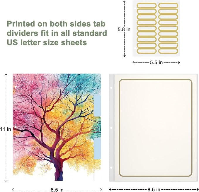 Rouidr 3 Ring Binder with clipboard, 1 inch 8.5 x 11 in Letter Size View Binders Organizer with Dividers Tabs & Clear Sleeves, School Supplies, Office Supplies