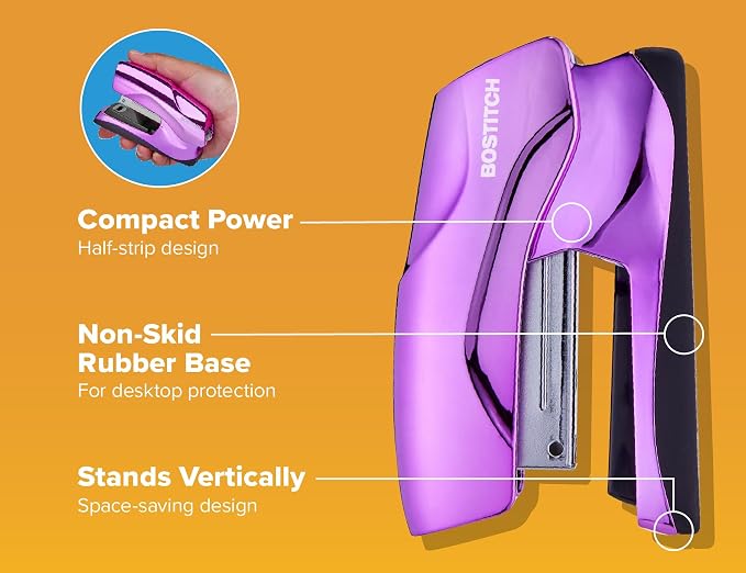 Bostitch Heavy Duty Stapler Value Pack, 40 Sheet Capacity, Metallic Purple