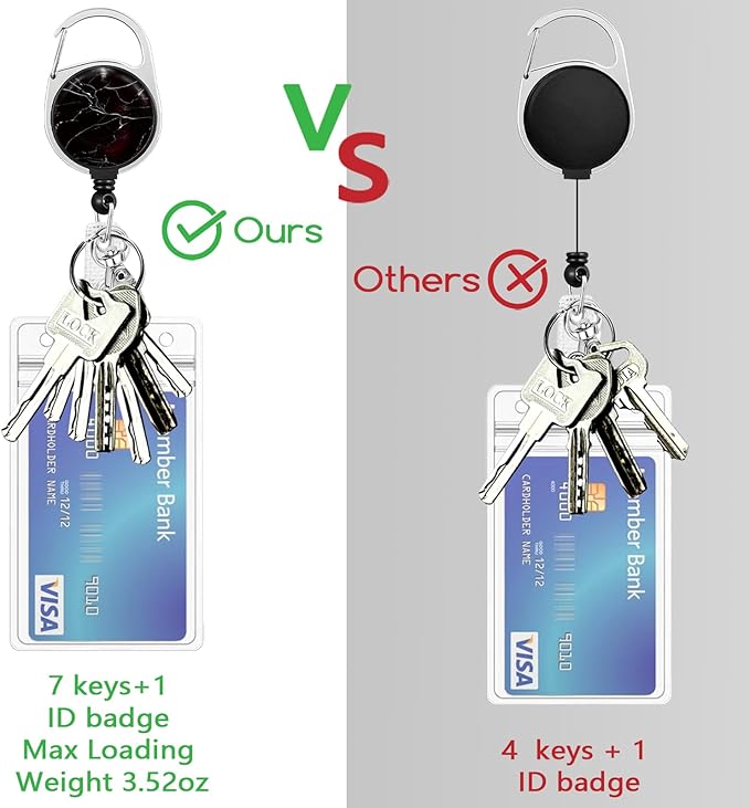 Black Marble Lanyards for Id Badges, Cute Badge Reel Heavy Duty with Carabiner Clip, Fashionable ID Badge Holder with Breakaway Lanyard, Teacher Nurse Office Gifts