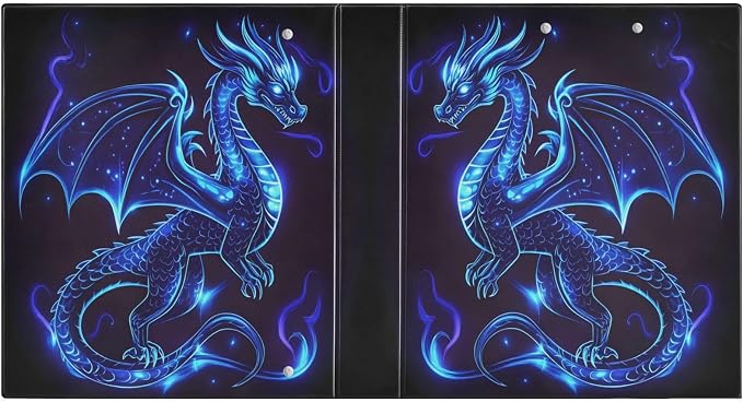 3 Ring Binder Dragon Blue Black 1.5" Round Ring Binders View Binder with 200 Sheet for Kids School Supplies Women Men Office, 1 Pack