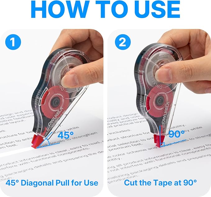 OWLKELA 56Pcs Correction Tape, 39.3 Ft, Colored core