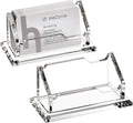 HeZone Acrylic Card Holder Clear Horizontal Business Card Organizer Stand for Desk 1 Slots Business Cards Stand for Women and Men,Desk Accessories for Office, Tabletop (2pack)