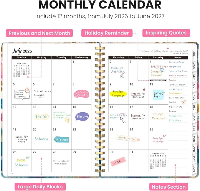ZOTIA Planner 2026-2027, Jul 2026-Jun 2027 Weekly & Monthly Calendar