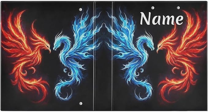 Custom 3 Ring Binder Dragon Phoenix 1.5" Round Ring Binders Personalized Name View Binder with 200 Sheet for Kids School Supplies Women Men Office, 1 Pack