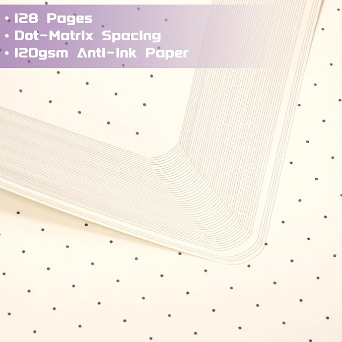 Dotted Journal/Notebook - Dot Grid Hard Cover Notebook, 5.3'' x 8.26''