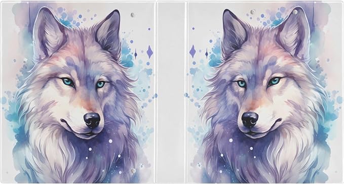 3 Ring Binder Wolf Watercolor 1.5" Round Ring Binders View Binder with 200 Sheet for Kids School Supplies Women Men Office, 1 Pack