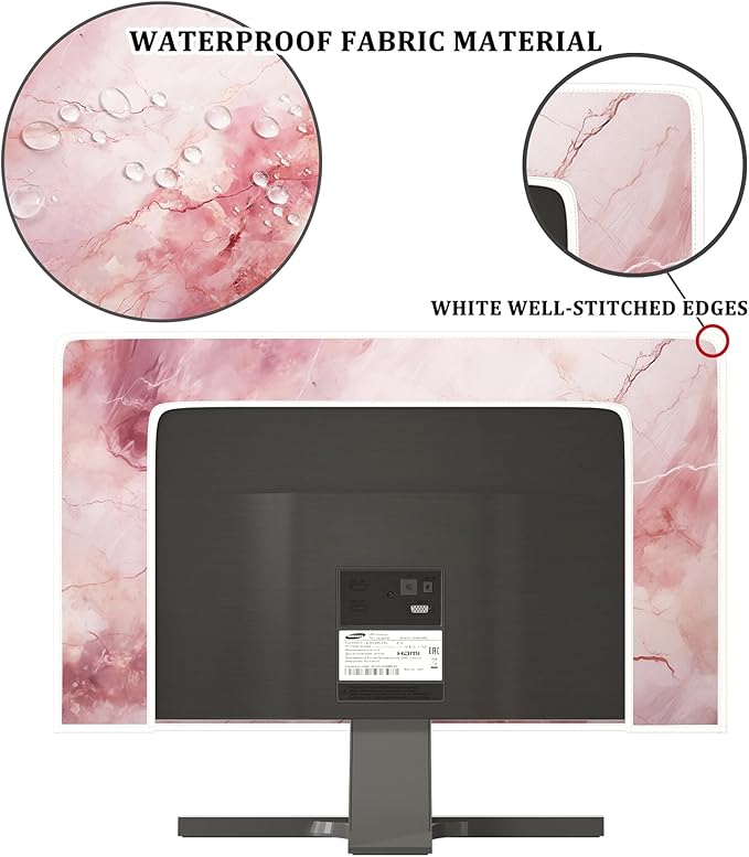 Baocicco Fashion Pink Marble Waterproof Television Cover 50, 51, 52 Inch Full Body Covers for Television Screen Panel Case Computer Sleeve Compatible with PC, Desktop and TV LED LCD OLED