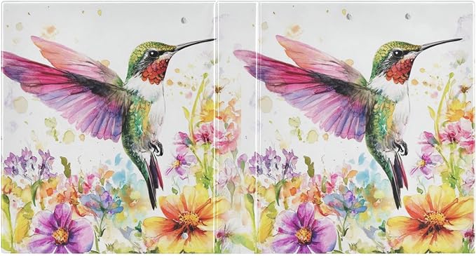 Colorful Hummingbird Floral Watercolor 3 Ring Binder with Clipboard&2 Pockets 1.5" Large Heavy Duty Binders Decorative D-Ring Binder Flexible Hardcover Binders, Holds 200 Sheets