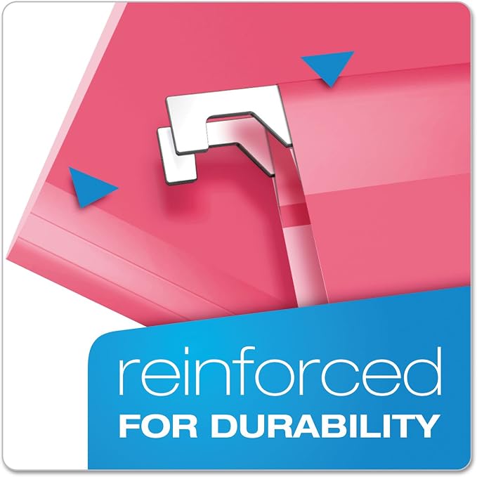 Pendaflex Reinforced Hanging File Folders, Letter Size, Pink, 1/5 Cut, 25/BX (4152 1/5 PIN)
