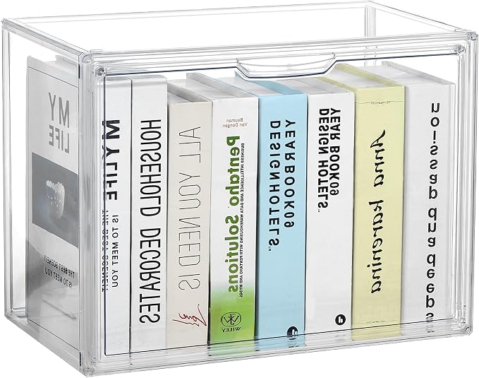Stackable Acrylic Storage Cubes Book Case Display Case Box Book Containers | Interlocking Stable Structure & Magnetic Dustproof Door, Freely Arranged,Organizer for Books & Collectibles