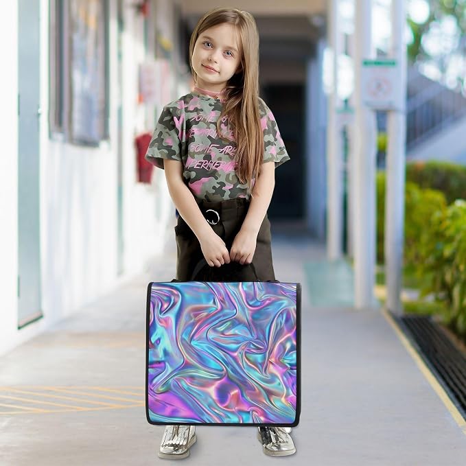 Custom Metallic Liquid Painting Rainbow 3 Ring Binder Bag 1.5 inch Personalized Name Binder Organizer 500 Sheet Documents Storage for School Office