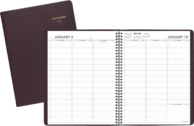 AT-A-GLANCE 2027 Appointment Book Planner, Weekly, 13-Month Jan-Jan, 8.25" x 11", Winestone (709505027)