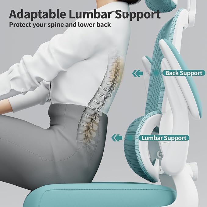 TRALT Office Chair Ergonomic Desk Chair - Gaming Chair with Lumbar Support | 330 LBS Home Office Desk Chairs with Headrest, Reading Chair with Flip-up Armrests, Comfortable Computer Chairs (1, Blue)