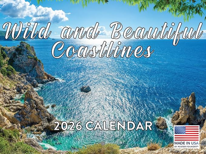 Wild Beautiful Coastline Calendar 2026 Monthly Wall Calender 12 Month | American Made In The USA