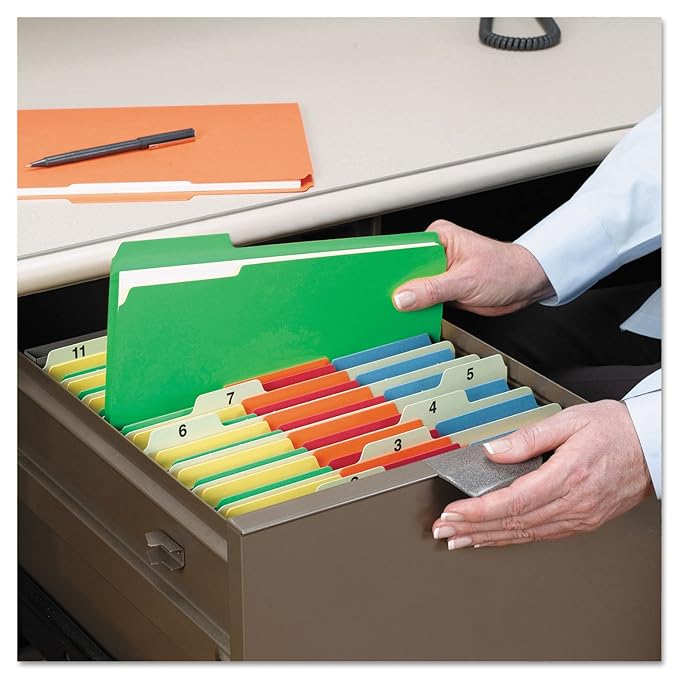Smead File Folders Letter Sized, 1/3-Cut Tab, Assorted Positions, Letter Size, Assorted Primary Colors, 100 Per Box (11943)