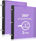 360° Pivotable 3 Ring Binder, Upgraded Foldable Binders 1 inch 2 Pack, Thin Small Three Ring Binder Fits 8.5" x 11", for Home, School and Office Binders Supplies - Purple