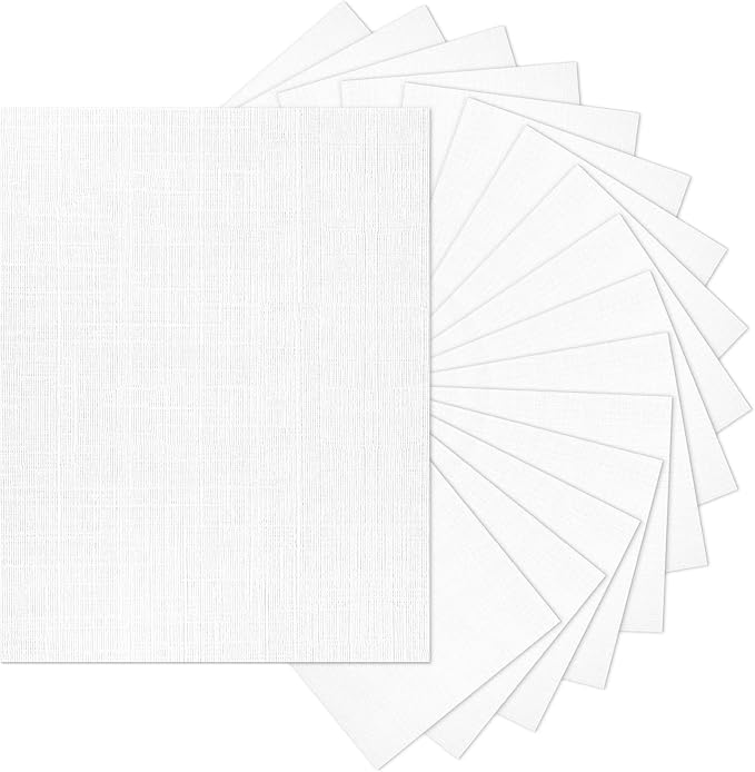 Linen Paper White Textured Cardstock 8.5 x 11 80lb | Goefun Wedding Invitation Cardstock Linen Paper for Printing Invitations, Arts & Crafts and Business Cards, 100 Pack