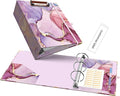 Ospelelf Mini 3 Ring Binder, 2 Inch, Cute Pink Marble Binder for 5.5" x 8.5" with 5 Tab Dividers, File Folder Labels and Low Profile Clipboards