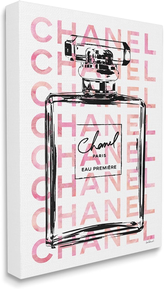 'Glam Perfume Bottle Brand Text'| Canvas Art | Stupell Industries | 36 x 48 Inches, Easy to Hang and Sturdy, Made in USA, by Amanda Greenwood