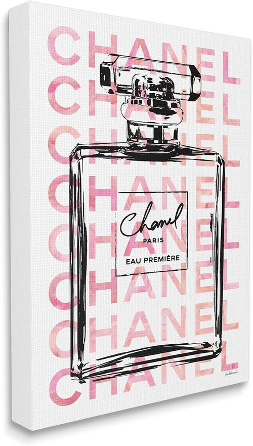 'Glam Perfume Bottle Brand Text'| Canvas Art | Stupell Industries | 36 x 48 Inches, Easy to Hang and Sturdy, Made in USA, by Amanda Greenwood