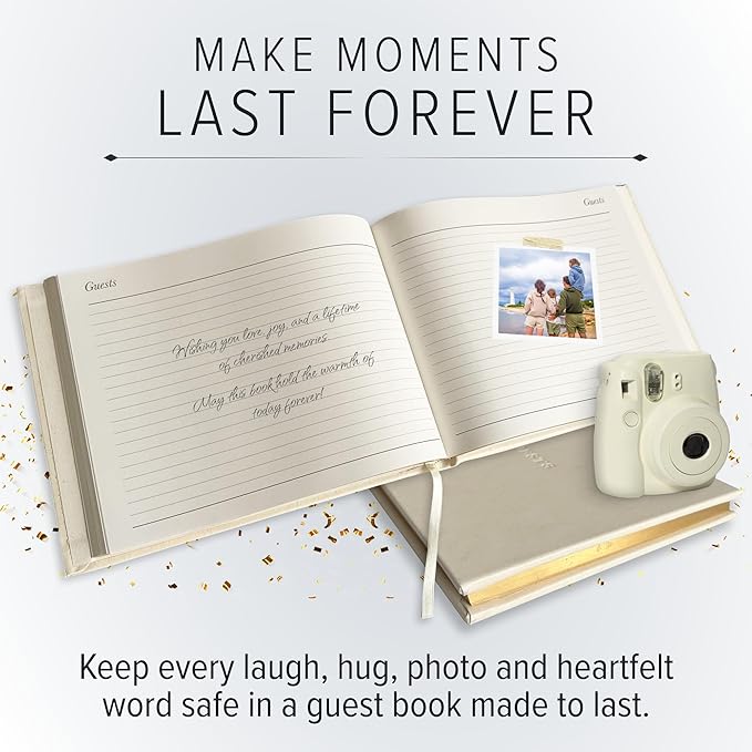 Gallery Leather Guest Book - Great for Wedding, Reception, Baby and Bridal Shower, Birthday Party and Vacation Home - 192 Lined Pages to Sign in, add Polaroid Photo - Hardcover 9x7" - Acadia Navy