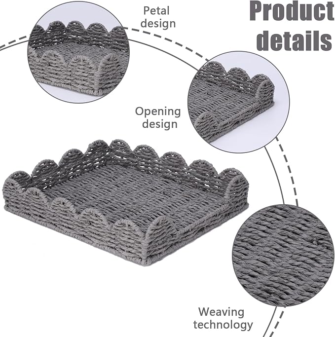 Woven Letter Tray, Paper Tray Organizer for Papers, Documents, Folders, Notebooks, and Stationery, Magazine File Holder, Mail Basket, Desk Organizers and Accessories, Office School Home Storage, Gray
