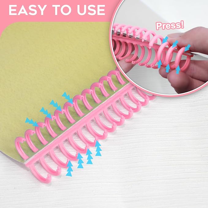 Rayson PROC1230PK Click Binding Spines, 3:1 Pitch, 1/2" Diameter, 90 Sheets Binding Capacity, Pink, 30/Box