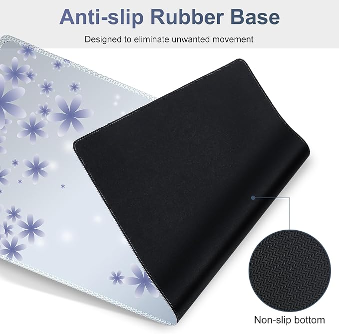 Cute Butterfly Desk Mat, Florals 4 in1 Large Gaming Mouse Pad Set, Ergonomics Keyboard Pad with Memory Foam Wrist Rest, Extended Game Mousepad Non-Slip Desk Protector Matt Easy Typing Pain Relief