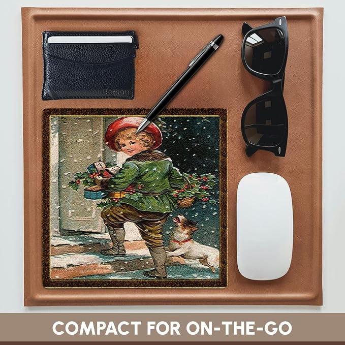 3D Rose "Boy and Dog Delivering Christmas Packages" Matte Finish Mouse Pad - 8 x 8" - mp_60425_1