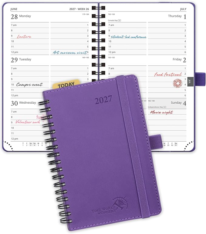 POPRUN 2027 Pocket Planner (Small-4'' x 6.25'') Weekly and Monthly Calendar