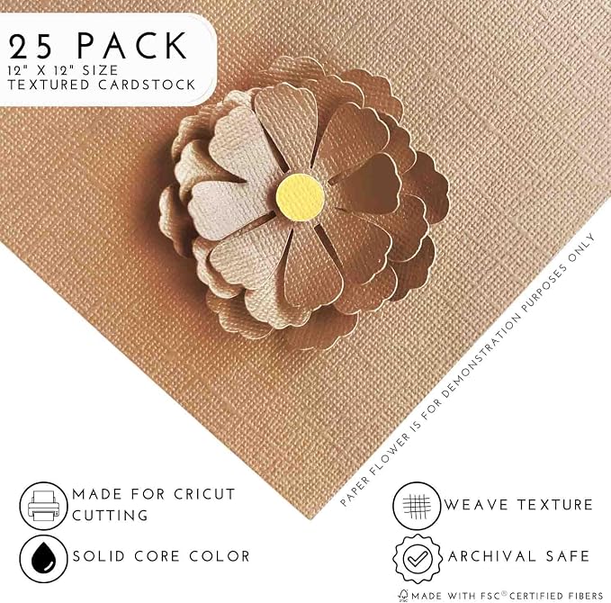 PORCELAIN PEACH—12x12 Textured Cardstock | 80lb Textured Orange Scrapbook Paper | Premium Cardstock for Cricut Cutting | 25 Sheets