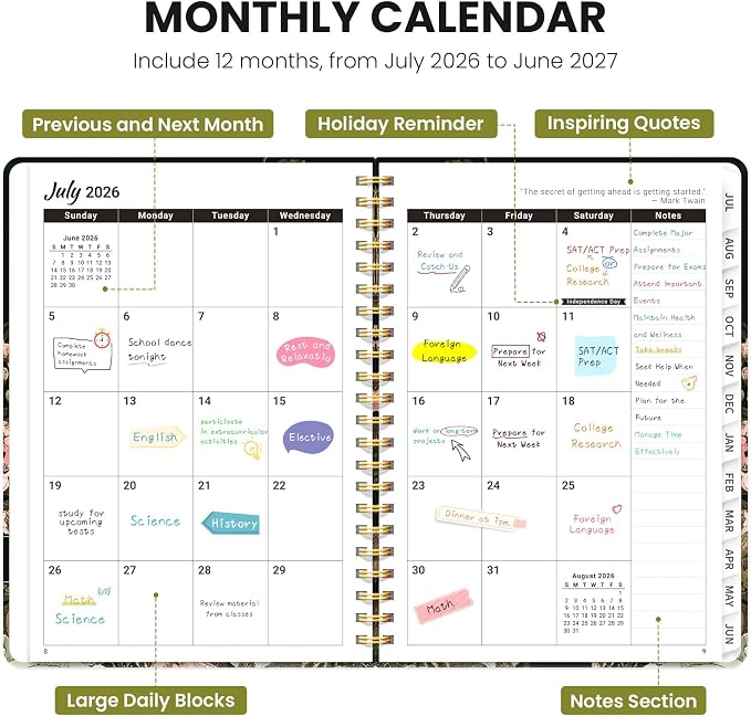 ZOTIA Academic Planner 2026-2027, Monthly & Weekly Jul 2026-Jun 2027 | Wildwood Fox, 8.5" x 11" Calendar Planner for Women, Hardcover Pretty Organizer for Women, School Office Home Supplies