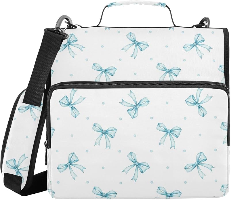 Zipper Binder Bag 3 Ring File Folder Portfolio Organizer Zippered Binder Bags with Strap Fits Laptop Women Men